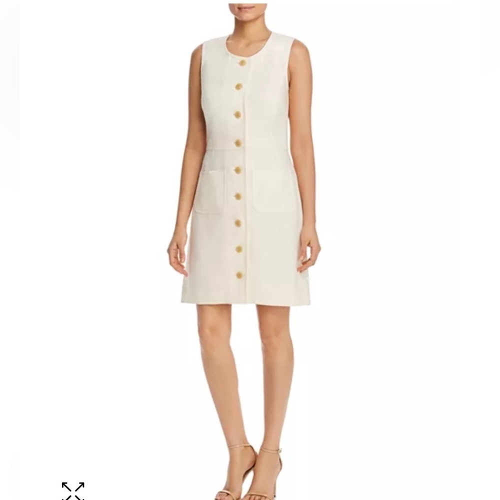 Tory Burch Cream Sleeveless Button-Front Midi Dress